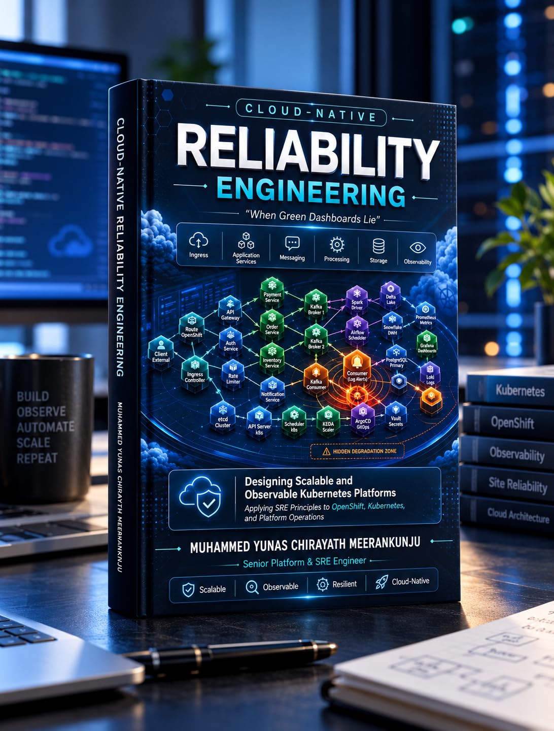 Cloud-Native Reliability Engineering: Designing Scalable and Observable Kubernetes Platforms - Applying SRE Principles to OpenShift, Kubernetes, Observability, and Platform Operations (Colorful)
