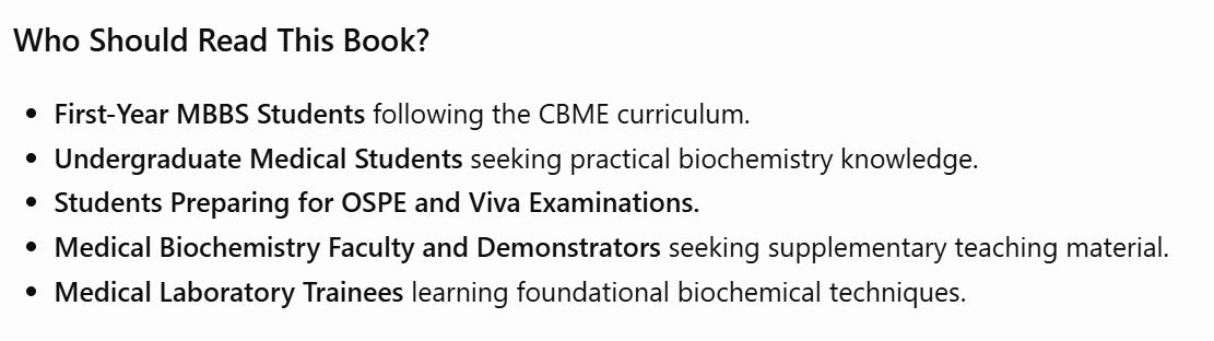Practical Biochemistry Manual for MBBS Students - 4th edition