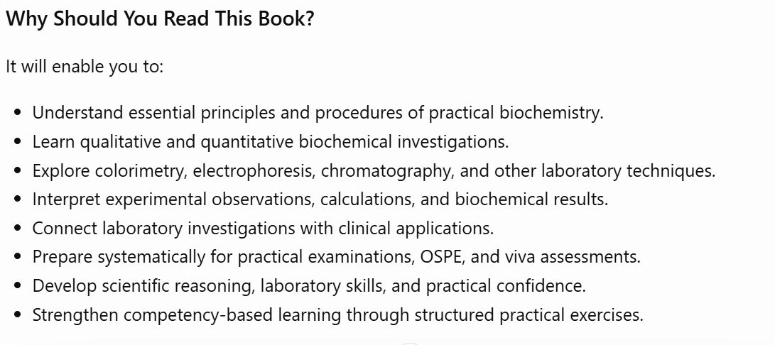 Practical Biochemistry Manual for MBBS Students - 4th edition